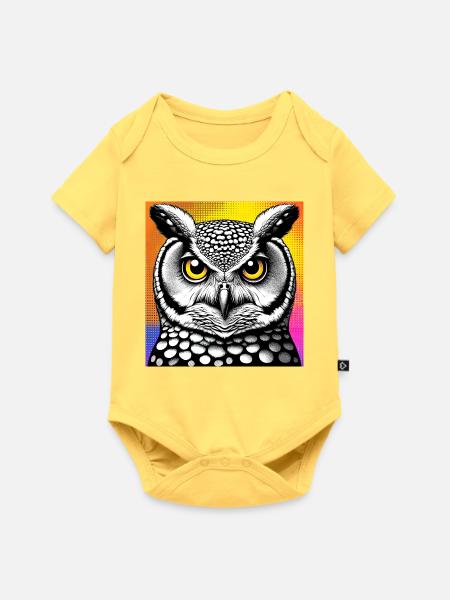 Eule - Baby Premium Kurzarmbody - Pastellgelb