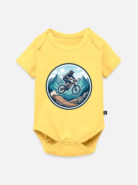 Bergabenteuer MTB Sticker - Baby Premium Kurzarmbody - Pastellgelb