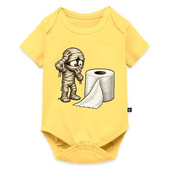Mumie und Toilettenpapier Cartoon - Baby Premium Kurzarmbody - Pastellgelb - Vorne