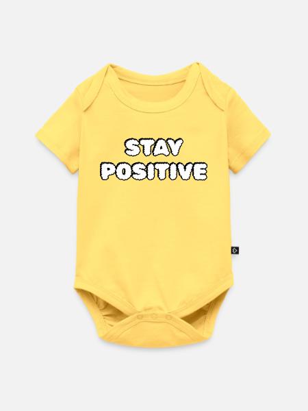 Stay Positive Cloud-Typografie - Baby Premium Kurzarmbody - Pastellgelb