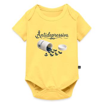 Antidepressive Anker Glitter Logo - Baby Premium Kurzarmbody - Pastellgelb - Vorne