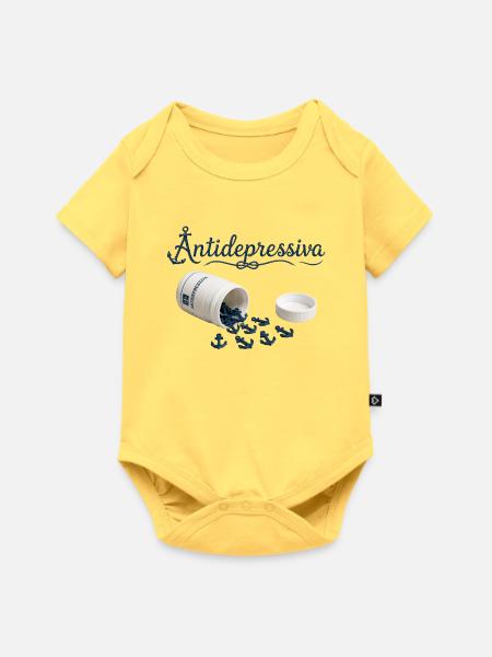 Antidepressive Anker Glitter Logo - Baby Premium Kurzarmbody - Pastellgelb