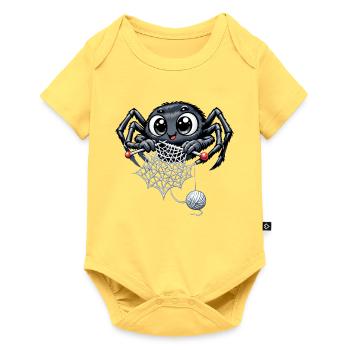 Araignée tricoteuse - Body à manches courtes Premium Bébé - jaune pastel - Devant