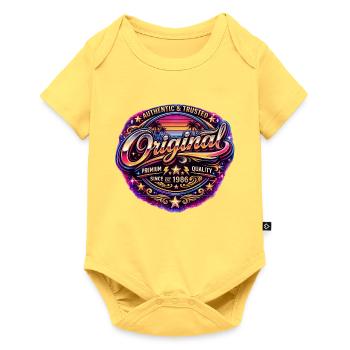 Retro 1980s Neon Synthwave Original 1986 Badge - Baby Premium short-sleeve bodysuit - sky yellow - Front