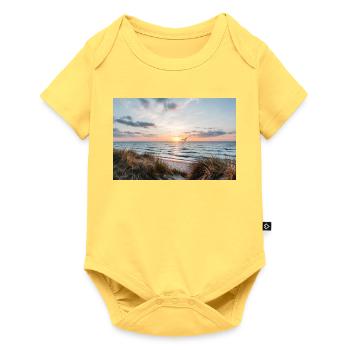 Coucher de soleil sur la plage de dunes - Body à manches courtes Premium Bébé - jaune pastel - Devant