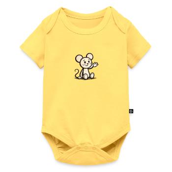 Souris câline qui agite - Body à manches courtes Premium Bébé - jaune pastel - Devant