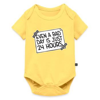 Even A Bad Day Is Just 24 Hours Motivierend Spruch - Baby Premium Kurzarmbody - Pastellgelb - Vorne