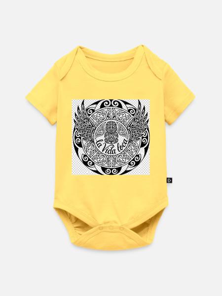 Vida Loca Mandala mit Flügeln - Baby Premium Kurzarmbody - Pastellgelb