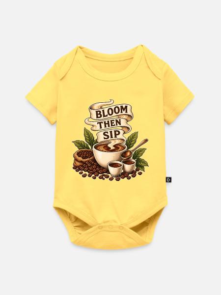 BLOOM THEN SIP - Baby Premium Kurzarmbody - Pastellgelb