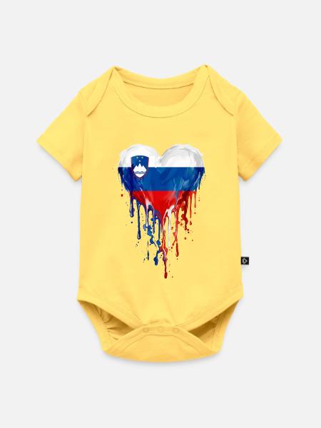 Herz aus Slowenischer Flagge - Baby Premium Kurzarmbody - Pastellgelb