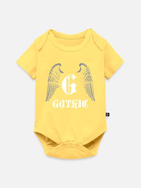 Gotisches Monogramm mit Engelsflügeln - Baby Premium Kurzarmbody - Pastellgelb