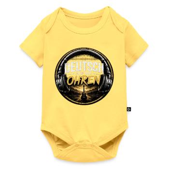Deutsch Auf Die Ohren Rock Logo - Baby Premium Kurzarmbody - Pastellgelb - Vorne