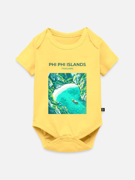 Phi Phi Island Thailand - Baby Premium Kurzarmbody - Pastellgelb