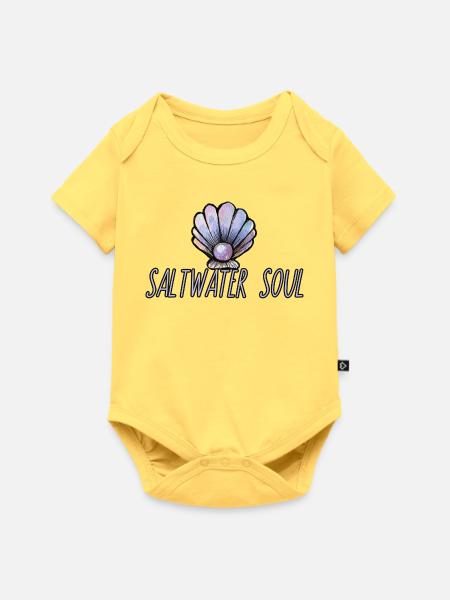 Salzwasser-Seelenmuschel-Kunst - Baby Premium Kurzarmbody - Pastellgelb