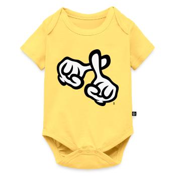 Croisons les doigts (mains / croix / Bible / religion, 2C) - Body à manches courtes Premium Bébé - jaune pastel - Devant