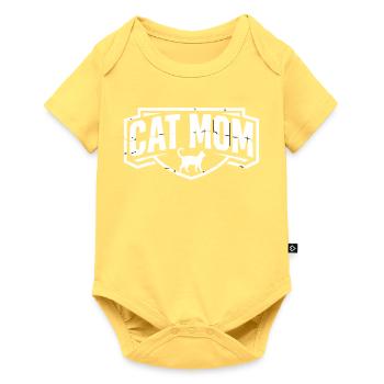 Blason vintage de la Cat Mom - Body à manches courtes Premium Bébé - jaune pastel - Devant