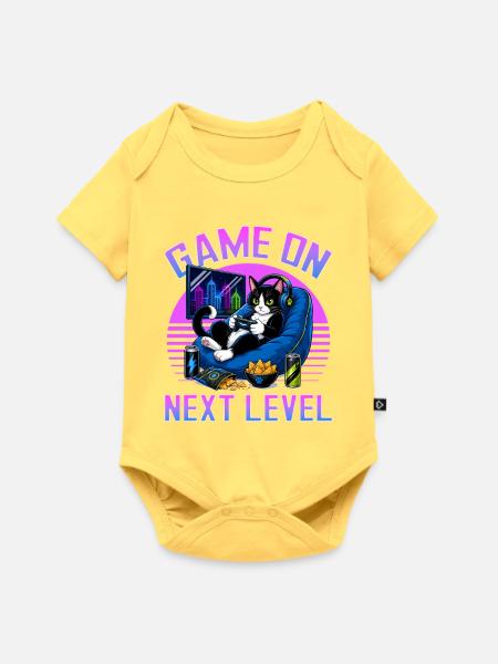 Gamer Gaming Cat Video Game - Baby Premium Kurzarmbody - Pastellgelb