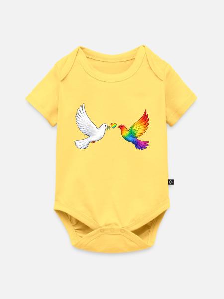 Friedenstaube Pride - Baby Premium Kurzarmbody - Pastellgelb