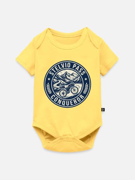 Stelvio Pass Conqueror Retro-Abzeichen - Baby Premium Kurzarmbody - Pastellgelb