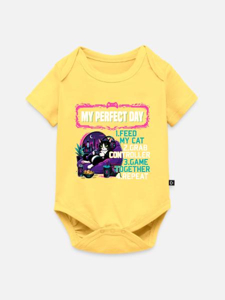 Gamer Gaming Cat Video Game - Baby Premium Kurzarmbody - Pastellgelb