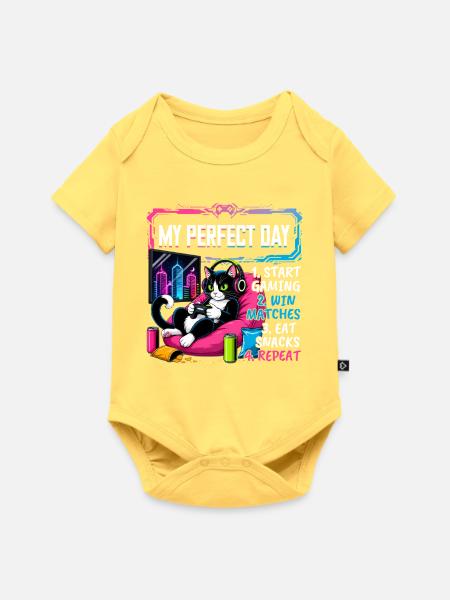 Gamer Gaming Cat Video Game - Baby Premium Kurzarmbody - Pastellgelb