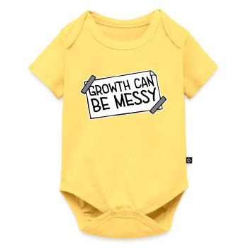 Growth Can Be Messy Persönlich Wachstum Zitat Logo - Baby Premium Kurzarmbody - Pastellgelb - Vorne