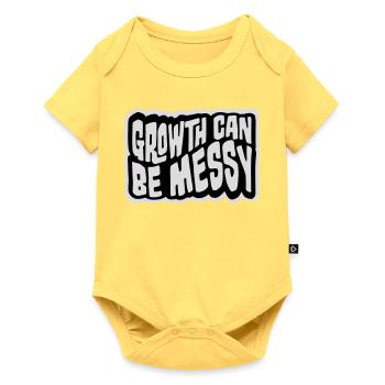 Growth Can Be Messy Persönlich Wachstum Zitat Logo - Baby Premium Kurzarmbody - Pastellgelb - Vorne