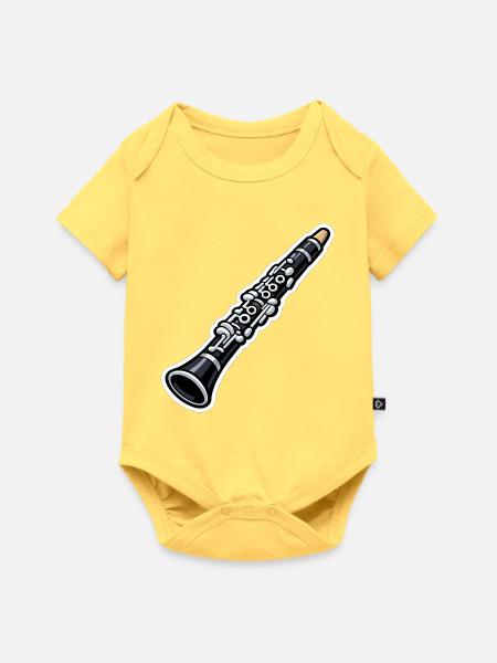 Klarinette Sticker Kunst - Baby Premium Kurzarmbody - Pastellgelb