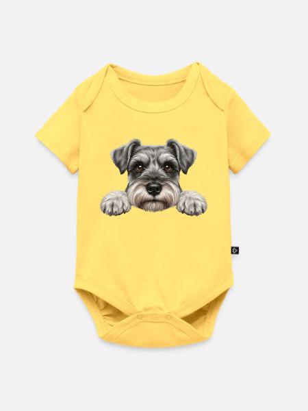 Spickender Schnauzer Neugieriges Barthundegesicht - Baby Premium Kurzarmbody - Pastellgelb