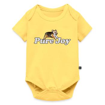 Pure Joy Corgi Lauf - Baby Premium Kurzarmbody - Pastellgelb - Vorne