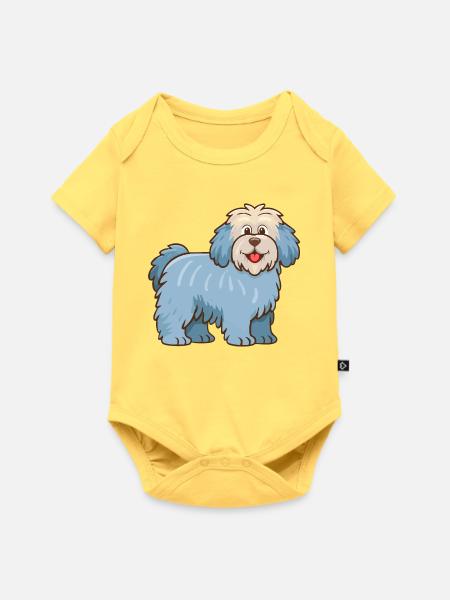 Hellblauer zotteliger Hund (Comic) - Baby Premium Kurzarmbody - Pastellgelb