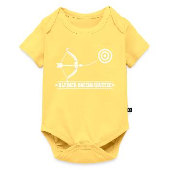 Kleiner Bogenschütze – Bogenschießen Pfeil Bogen - Baby Premium Kurzarmbody - Pastellgelb - Vorne