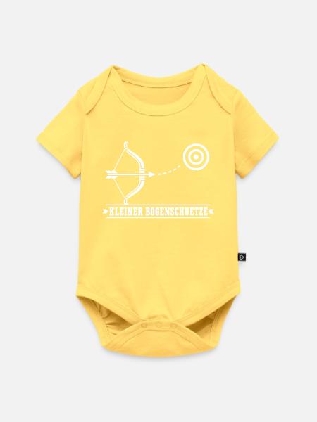 Kleiner Bogenschütze – Bogenschießen Pfeil Bogen - Baby Premium Kurzarmbody - Pastellgelb
