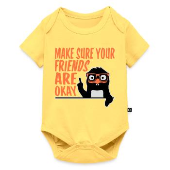 Make Sure Your Friends Are Okay Pinguin Nerd Geek - Baby Premium Kurzarmbody - Pastellgelb - Vorne