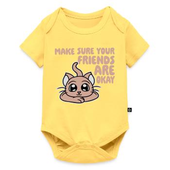 Make Sure Your Friends Are Okay Katze Kätzchen Süß - Baby Premium Kurzarmbody - Pastellgelb - Vorne