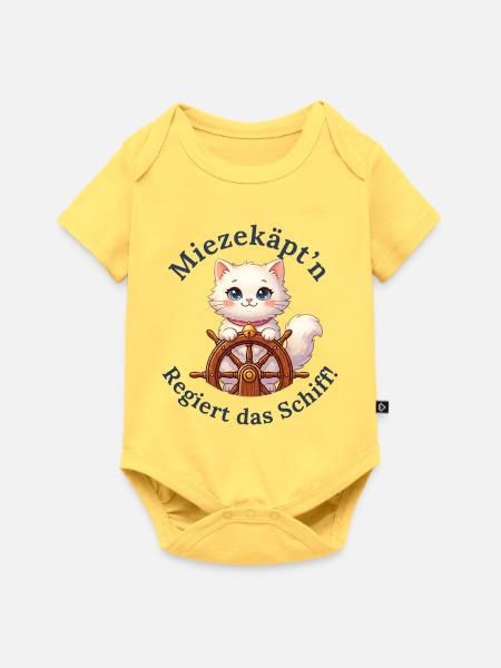 Miezekäpt'n regiert das Schiff - Baby Premium Kurzarmbody - Pastellgelb