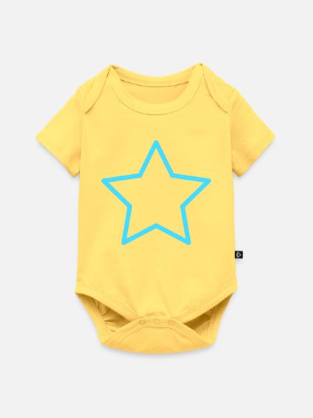 Neon Sternenrahmen Blau - Baby Premium Kurzarmbody - Pastellgelb