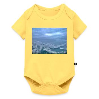 Nebel über Berglandschaft Morgenlicht - Baby Premium Kurzarmbody - Pastellgelb - Vorne