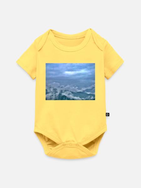 Nebel über Berglandschaft Morgenlicht - Baby Premium Kurzarmbody - Pastellgelb