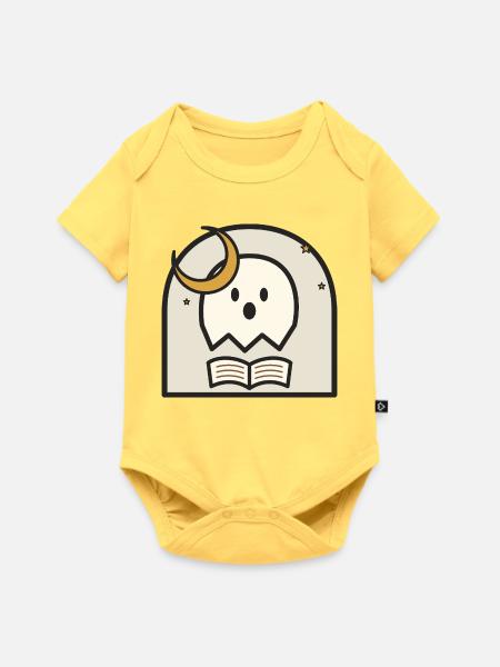 Lesegeist im Mondlicht - Baby Premium Kurzarmbody - Pastellgelb