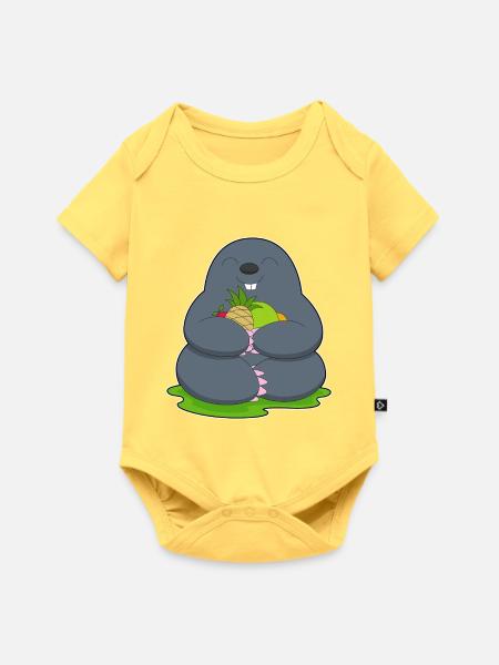Maulwurf Obst - Baby Premium Kurzarmbody - Pastellgelb