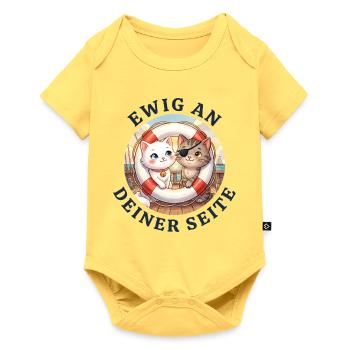 Ewig an deiner Seite: Katzen im Rettungsring - Baby Premium Kurzarmbody - Pastellgelb - Vorne
