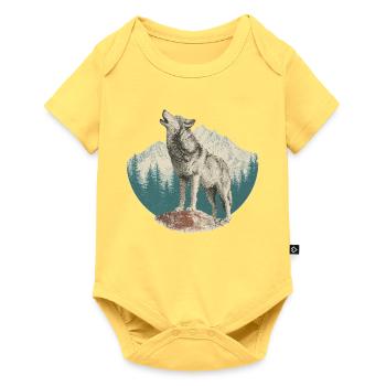 Loup - Body à manches courtes Premium Bébé - jaune pastel - Devant