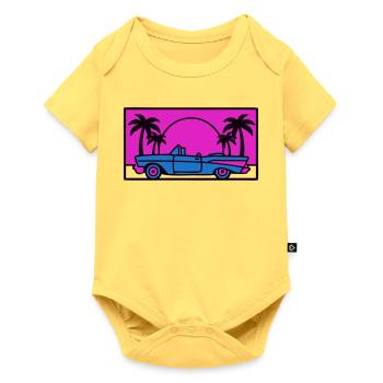 Retro 80er Auto Logo - Baby Premium Kurzarmbody - Pastellgelb - Vorne