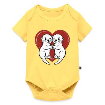 Verliebte Otter - Baby Premium Kurzarmbody - Pastellgelb - Vorne