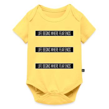 Life Begins Where Fear Ends Motivierend Zitat Logo - Baby Premium Kurzarmbody - Pastellgelb - Vorne