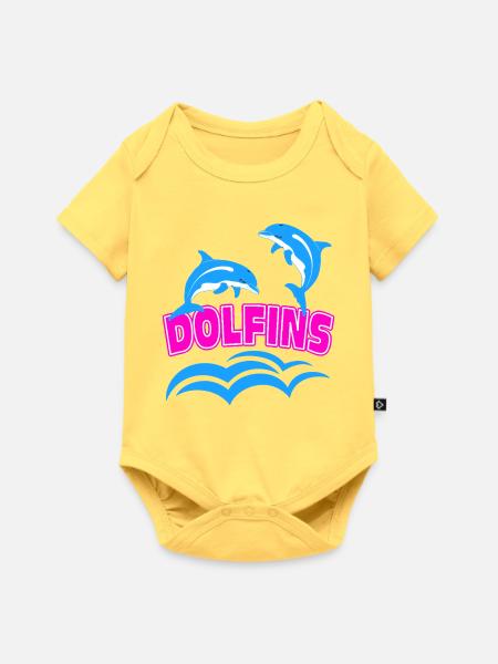 Delfin-Logo - Baby Premium Kurzarmbody - Pastellgelb