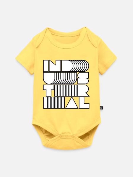 Industrielle Op-Art-Buchstaben - Baby Premium Kurzarmbody - Pastellgelb