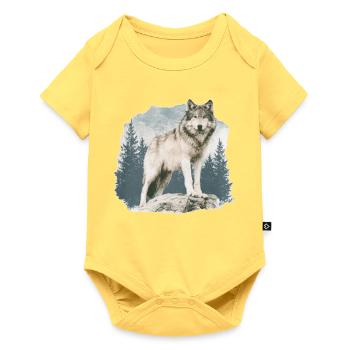 Wolf Vintage - Baby Premium Kurzarmbody - Pastellgelb - Vorne