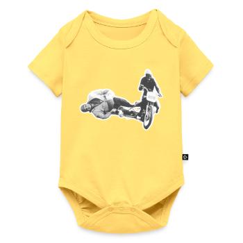 Vintage Seitenwagen-Wagmut auf Retro-Bike - Baby Premium Kurzarmbody - Pastellgelb - Vorne